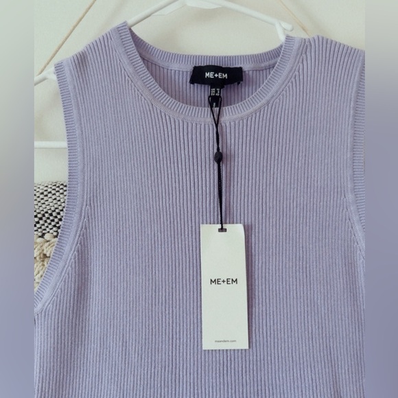 NWT ME+EM Knit Broderie Mixed Media Midi Dress in Powder Lavender Eyelet 8 - Picture 6 of 8